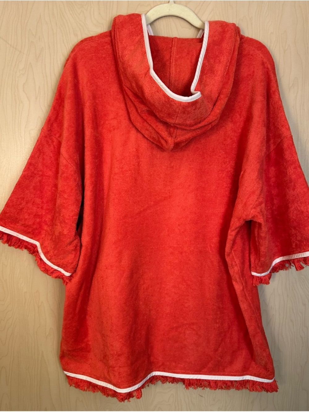Scallop Beach Towel Top - Orange with White Trim and Shell Embroidered Pocket - Picture 12 of 16